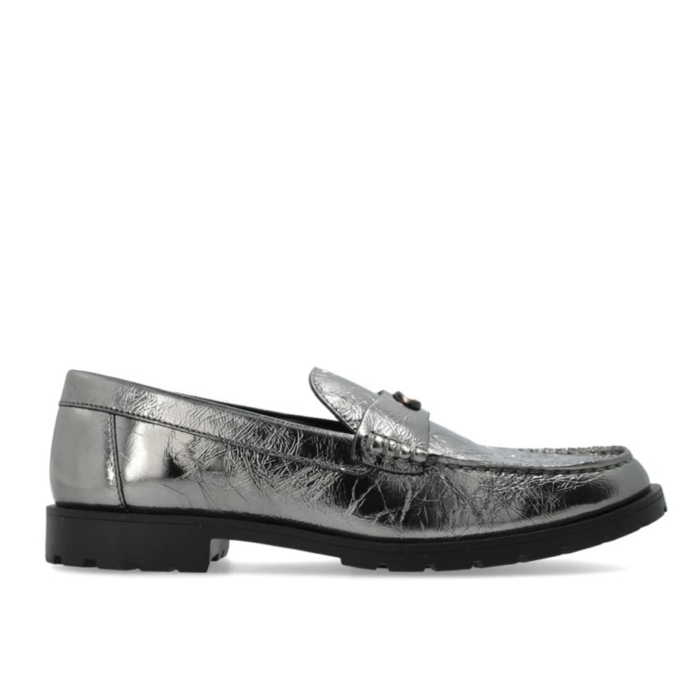 Coach Jocelyn Crinkle Leather Logo
 Silver Loafers Size 6 NWT‎ - Picture 10 of 14